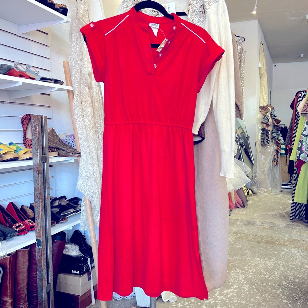 Vintage red jersey dress